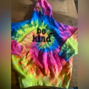 Cotton Mall Apparel Neon Tye Dye Long Sleeve Hoodie Sweatshirt L Women’s Prelove